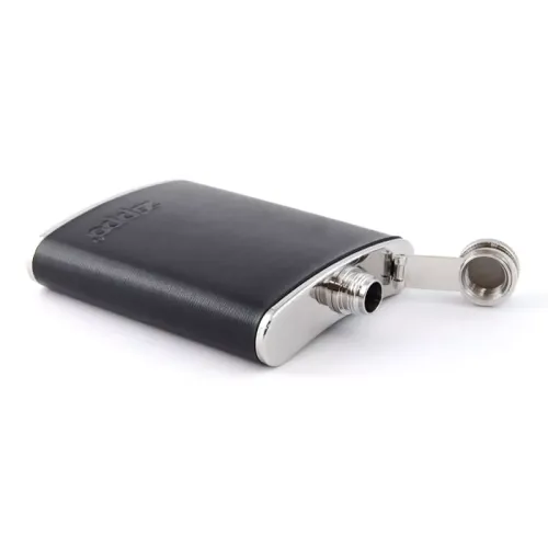 Фляга 180 мл Zippo нержавіюча сталь, чорна шкіра 6 OZ (2005269)