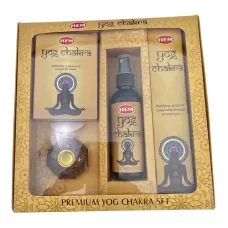 Подарочный набор благовоний HEM Yog Chakra: благовония-конусы, аромапалочки, спрей, подставка (DN36527)