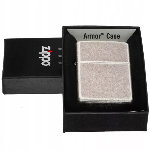 Зажигалка армированная бензиновая Zippo Armor Antique Silver Plate античное серебро (28973)