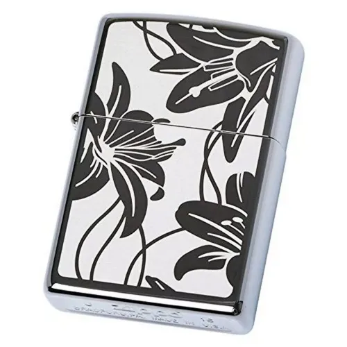 Зажигалка бензиновая Zippo Lily Black Ice Лилии, черный лед (29426)