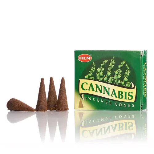 Пахощі конуси 10 шт з металевою міні підставкою "Cannabis" (Конопля ) HEM (DN31180K)