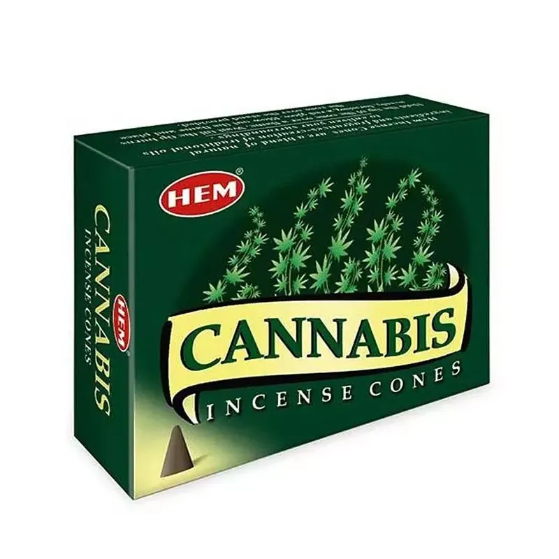 Пахощі конуси 10 шт з металевою міні підставкою "Cannabis" (Конопля ) HEM (DN31180K)