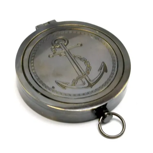 Компас бронзовый с крышкой None " Brass Flat Compass" диаметр 8 см (DN29259)