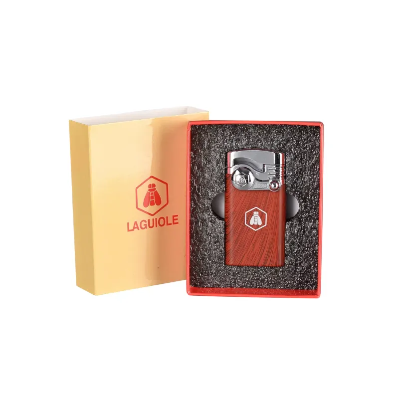 Зажигалка газовая турбо Laguiole, металл, текстура дерева красный (40202534RED)