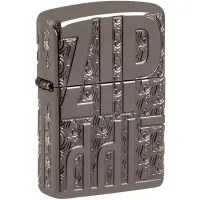Зажигалка армированная бензиновая ZIPPO Armor® Reverse Carve Zippo Design, черный лед (46312)