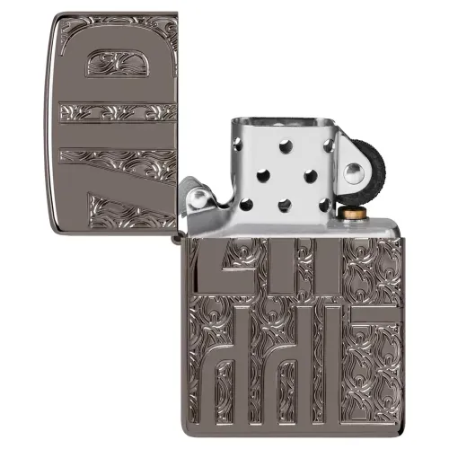 Зажигалка армированная бензиновая ZIPPO Armor® Reverse Carve Zippo Design, черный лед (46312)