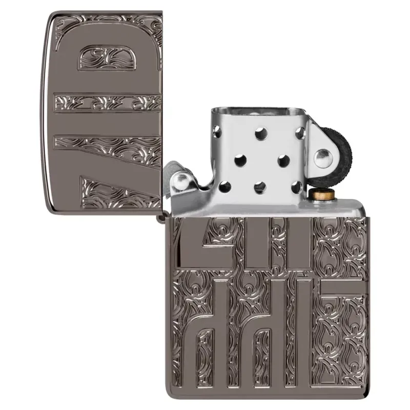 Запальничка армована бензинова ZIPPO Armor® Reverse Carve Zippo Design, чорний лід (46312)