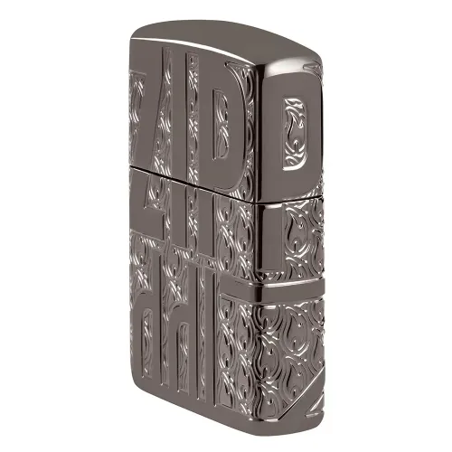 Зажигалка армированная бензиновая ZIPPO Armor® Reverse Carve Zippo Design, черный лед (46312)