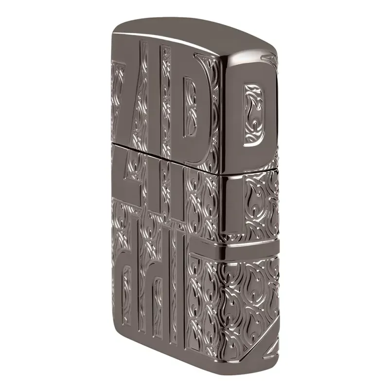 Запальничка армована бензинова ZIPPO Armor® Reverse Carve Zippo Design, чорний лід (46312)