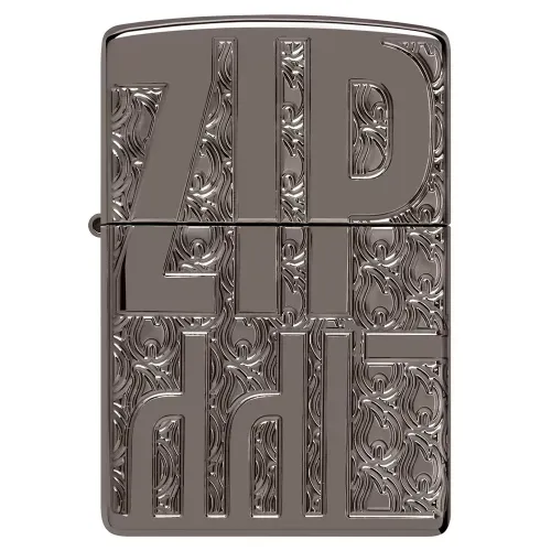 Зажигалка армированная бензиновая ZIPPO Armor® Reverse Carve Zippo Design, черный лед (46312)