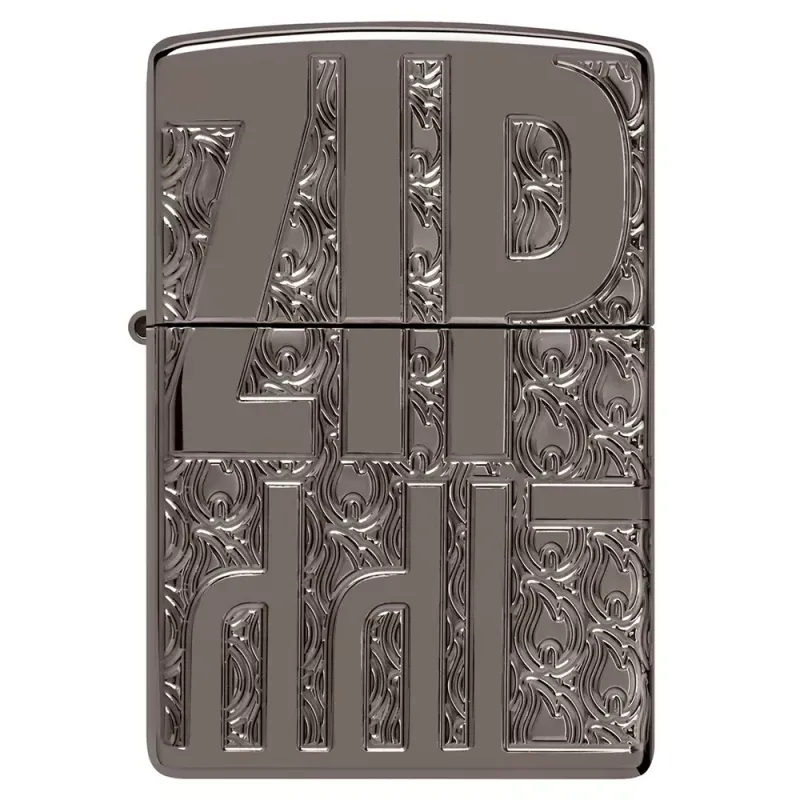 Запальничка армована бензинова ZIPPO Armor® Reverse Carve Zippo Design, чорний лід (46312)