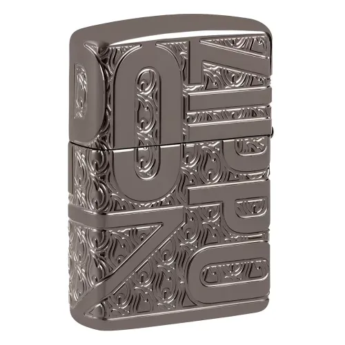 Зажигалка армированная бензиновая ZIPPO Armor® Reverse Carve Zippo Design, черный лед (46312)
