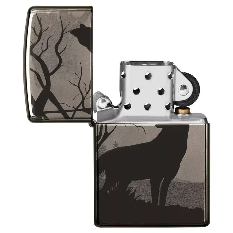 Зажигалка бензиновая ZIPPO Wolves Design черный лед (49188)