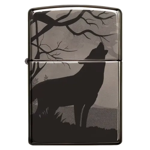 Зажигалка бензиновая ZIPPO Wolves Design черный лед (49188)