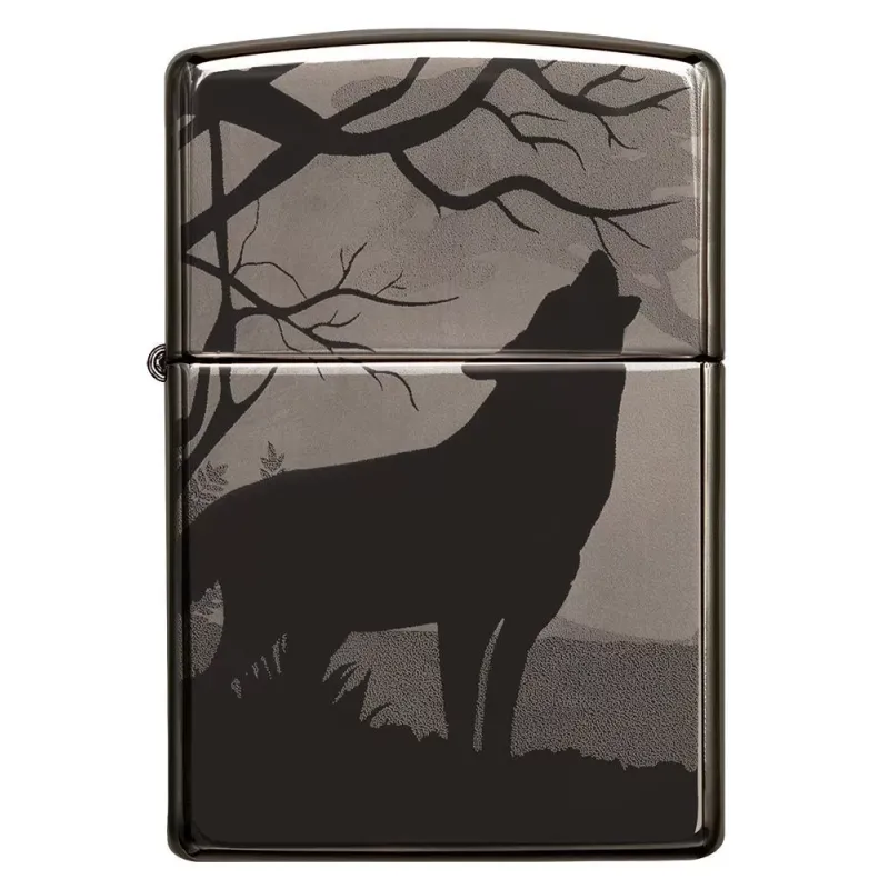 Зажигалка бензиновая ZIPPO Wolves Design черный лед (49188)