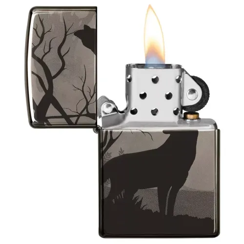 Зажигалка бензиновая ZIPPO Wolves Design черный лед (49188)