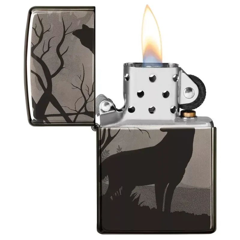 Зажигалка бензиновая ZIPPO Wolves Design черный лед (49188)