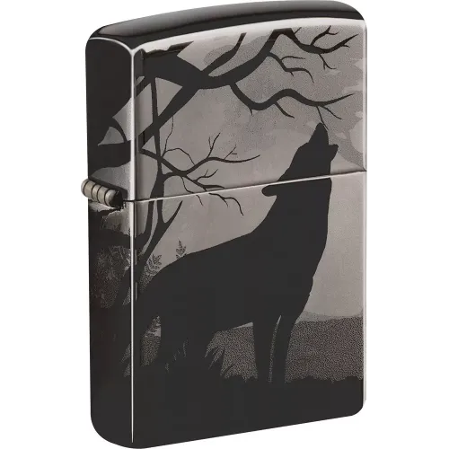 Зажигалка бензиновая ZIPPO Wolves Design черный лед (49188)