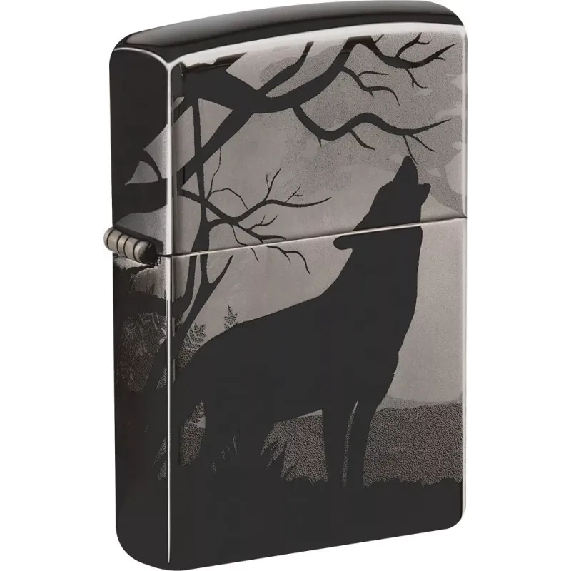 Зажигалка бензиновая ZIPPO Wolves Design черный лед (49188)