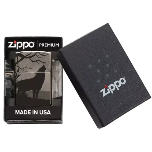 Зажигалка бензиновая ZIPPO Wolves Design черный лед (49188)