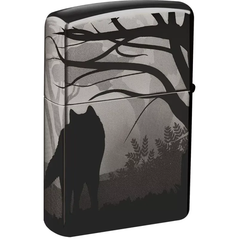 Зажигалка бензиновая ZIPPO Wolves Design черный лед (49188)