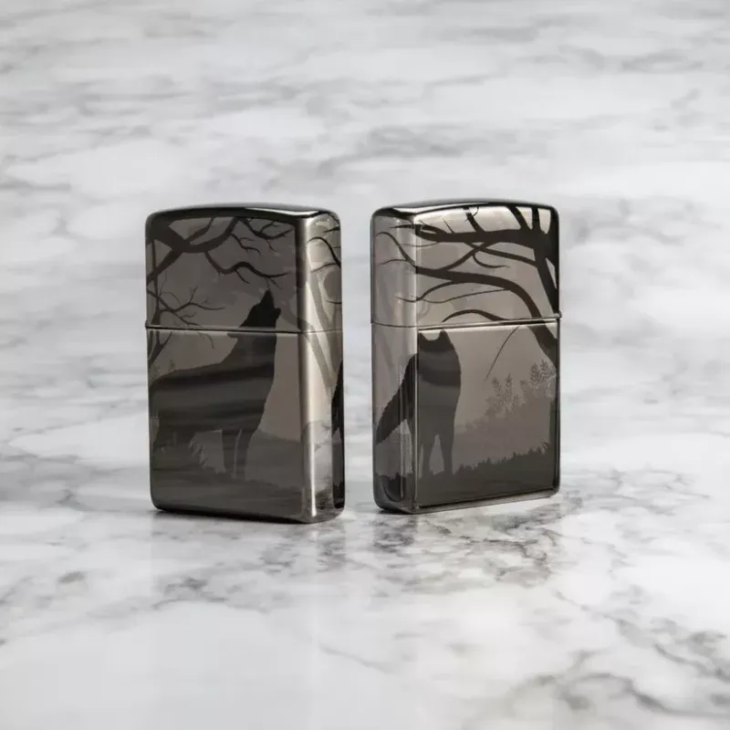 Зажигалка бензиновая ZIPPO Wolves Design черный лед (49188)