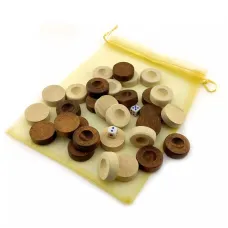 Фішки для нард з мішечком і кубики масив дерева білі та коричневі (DN34595) DUKE