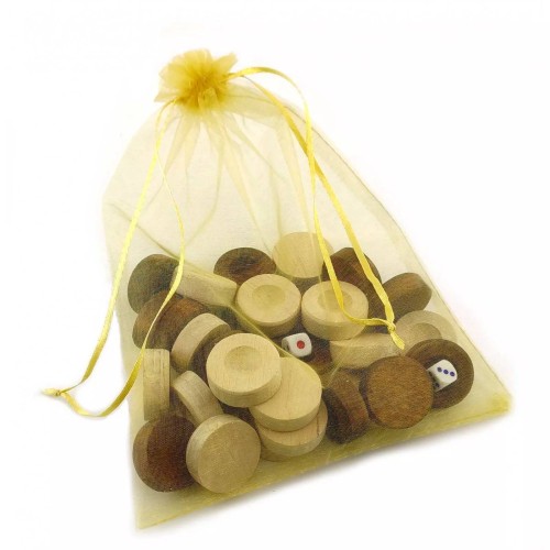 Нарди Фішки для нард з мішечком і кубики масив дерева білі та коричневі (DN34595) DUKE