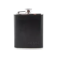 Фляга 180 мл Zippo нержавеющая сталь, черная кожа 6 OZ (2005269)