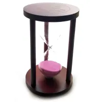 Часы песочные на 15 минут в дереве, розовый песок 14,5х9х9 см (DN32213A)