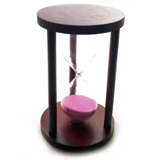 Часы песочные на 15 минут в дереве, розовый песок 14,5х9х9 см (DN32213A)