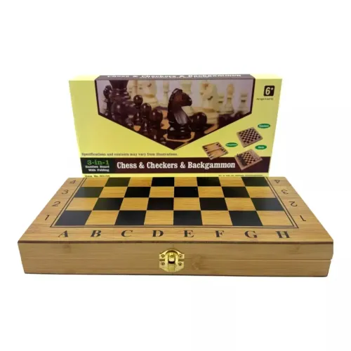 Ігрові набори Ігровий набір 3 в 1 нарди, шахи, шашки DUKE дерево бамбук, картонна упаковка (33,5 х 33,5 х 2,3 см) (DN36039)