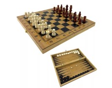 Ігровий набір 3 в 1 нарди, шахи, шашки DUKE дерево бамбук, картонна упаковка (33,5 х 33,5 х 2,3 см) (DN36039)