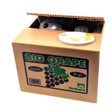 Інтерактивна скарбничка "Кішка Злодюжка сіра" на батарейках, пластик (12х9х10 см) (DN29756D)