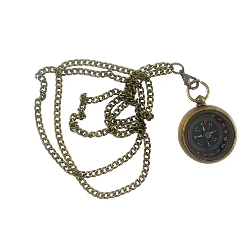 Компасы, лупы Компас карманный бронзовый безжидкостный на цепочке d-3.3,h-1,1 см (DN34884)