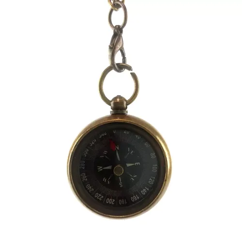 Компасы, лупы Компас карманный бронзовый безжидкостный на цепочке d-3.3,h-1,1 см (DN34884)