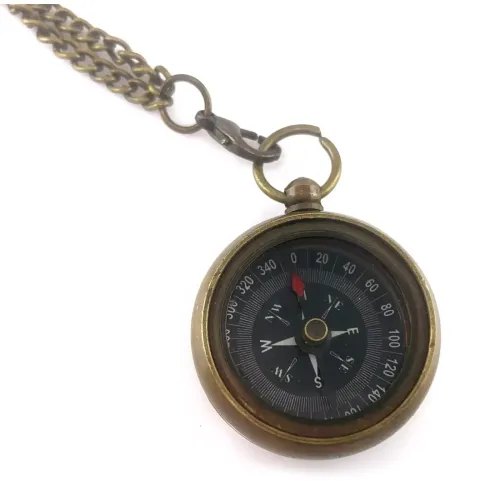 Компасы, лупы Компас карманный бронзовый безжидкостный на цепочке d-3.3,h-1,1 см (DN34884)