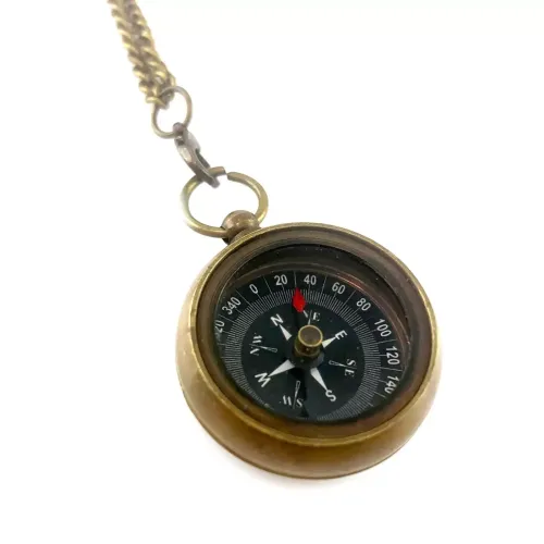Компасы, лупы Компас карманный бронзовый безжидкостный на цепочке d-3.3,h-1,1 см (DN34884)