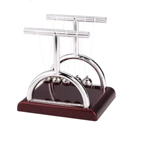 Приниматели решений и антистрессы Маятник Шары Ньютона мини антистресс инерционные, пластик, металл (9х9х7,5 см) коричневые (DN29789)