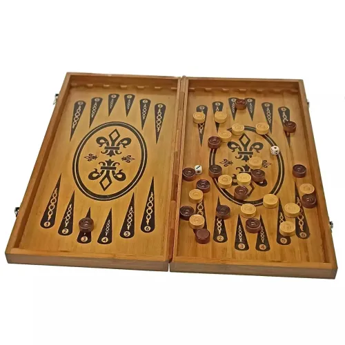Ігрові набори Набір 3 в 1 шахи+шашки+нарди з бамбуку (40*20 см), фігури, фішки - дерево (DN19819)