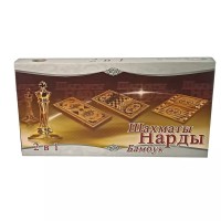 Набір 3 в 1 шахи+шашки+нарди з бамбуку (40*20 см), фігури, фішки - дерево (DN19819)