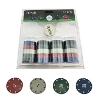 Набір фішки для покеру з номіналом 100 шт, d-39, вага фішки 4 гр, пластик, блістер (DN26721N)