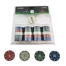Набір фішки для покеру з номіналом 100 шт, d-39, вага фішки 4 гр, пластик, блістер (DN26721N)