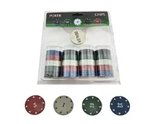 Набір фішки для покеру з номіналом 100 шт, d-39, вага фішки 4 гр, пластик, блістер (DN26721N)