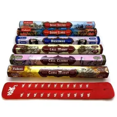 Набір пахощів Tulasi "Дух Бізнесу" 6 видів ароматів з дерев'яною підставкою (DN34585)