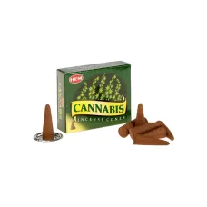 Пахощі конуси 10 шт з металевою міні підставкою "Cannabis" (Конопля ) HEM (DN31180K)