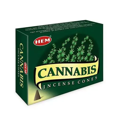 Набори пахощів Пахощі конуси 10 шт з металевою міні підставкою "Cannabis" (Конопля ) HEM (DN31180K)