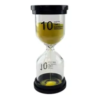 Песочные часы на 10 минут, желтый песок 10х4,5х4,5 см, картона упаковка (DN30777F)
