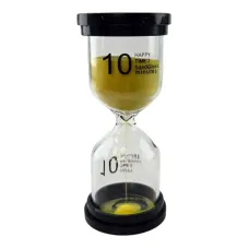 Песочные часы на 10 минут, желтый песок 10х4,5х4,5 см, картона упаковка (DN30777F)