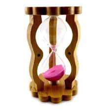 Песочные часы на 10 минут в бамбуке "I love you" розовый песок (DN29515A)